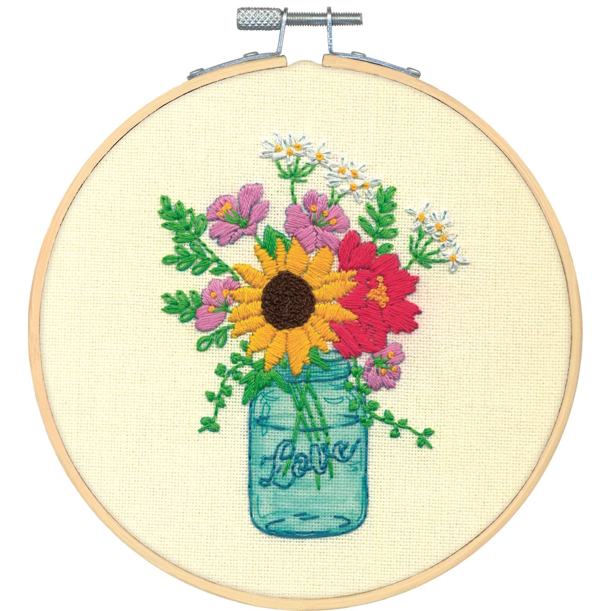 Dimensions® 6'' Floral Jar Embroidery Kit